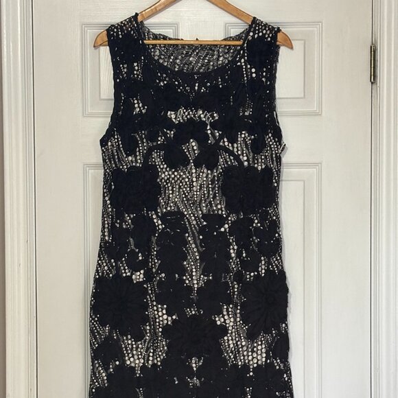 Black & White Floral Cocktail Dress by Carre Noir (Size 16) - Picture 1 of 5